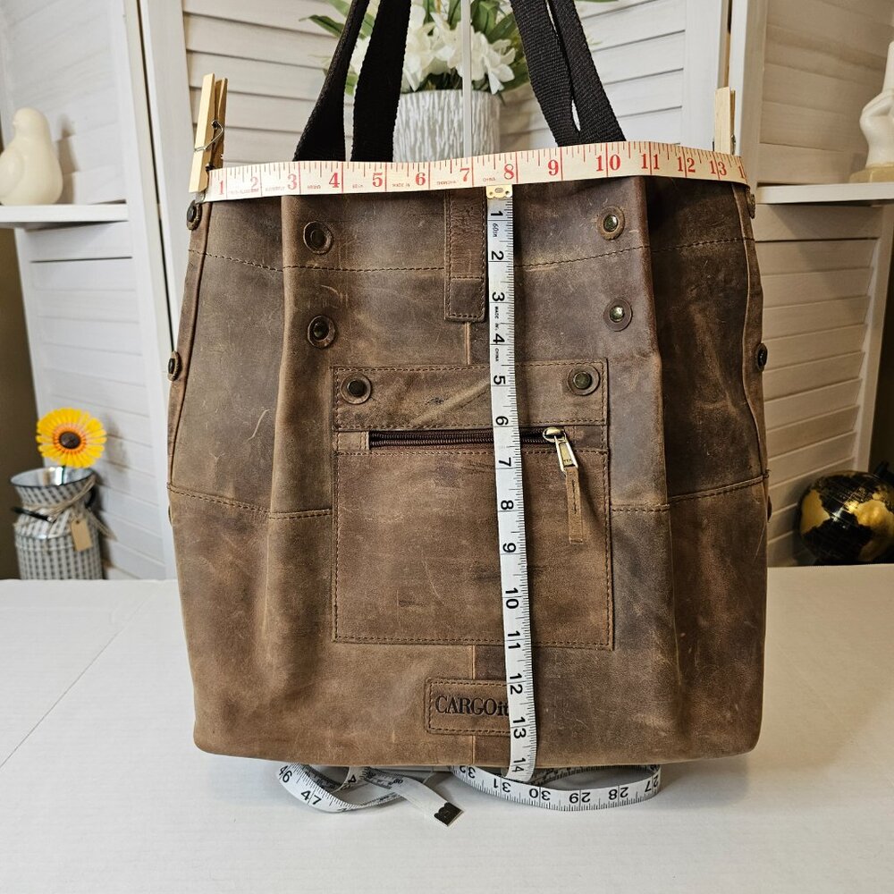 CARGOit, Raw, Brown Leather Tote Bag - Picture 7 of 16